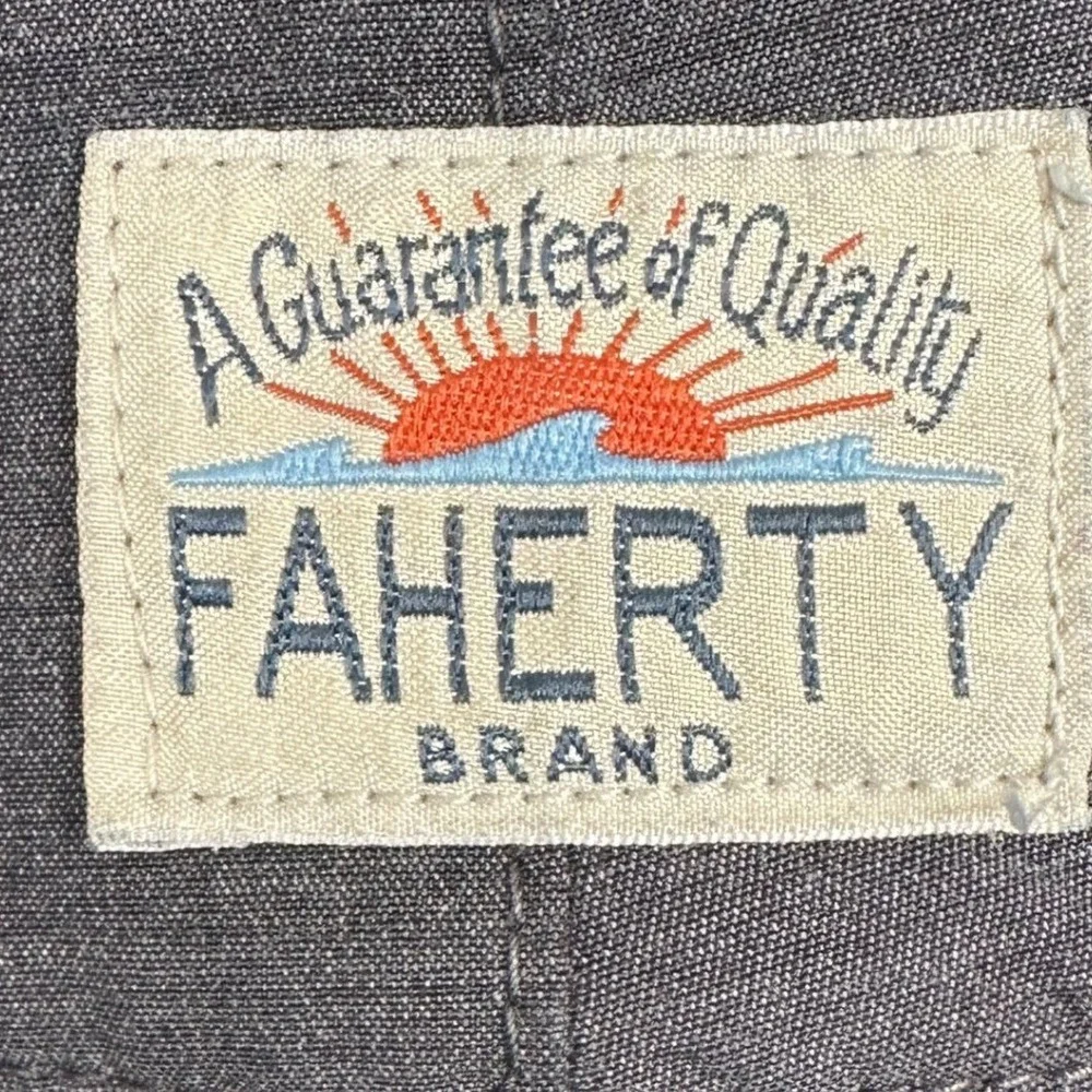 Faherty All Day Shorts Mens 38 Charcoal Grey Chino Stretch Flat Front Casual EUC